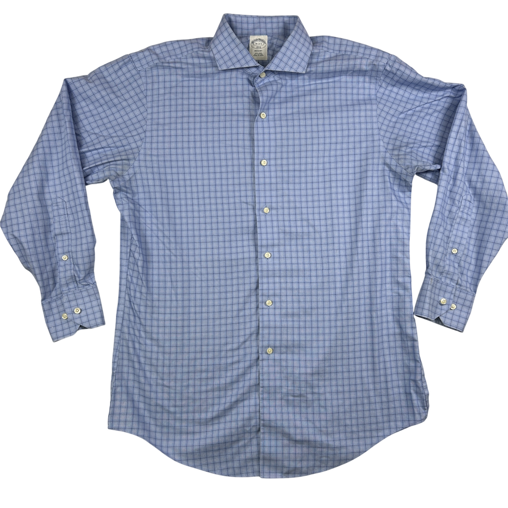 Brooks Brothers Shirt Mens 16-2/3 Regent Non-Iron Cotton Blue Plaid Button Down